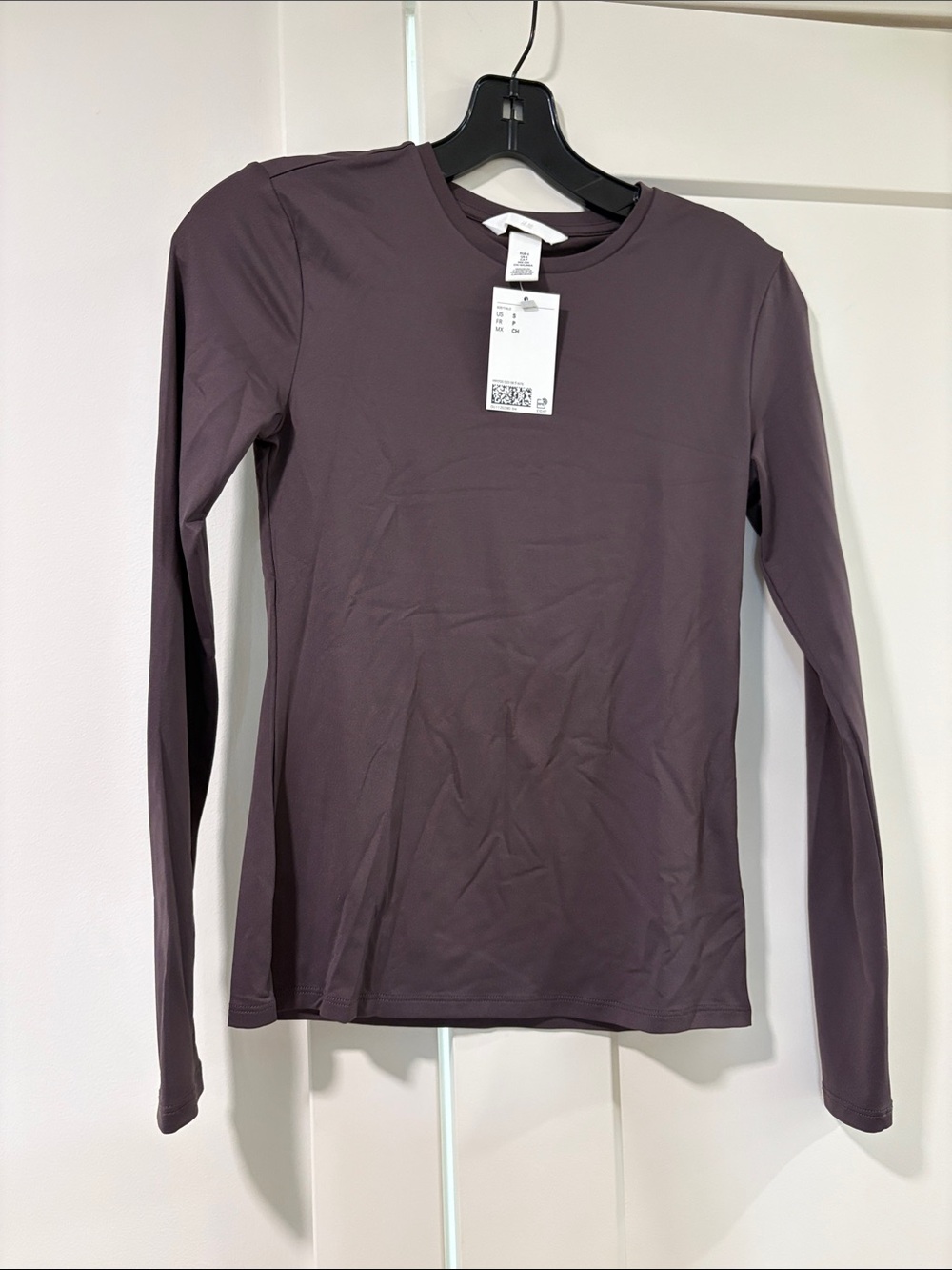 H&M Long Sleeve Crewneck Top in Plum